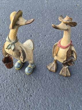 Rustic Country Duck Figurines - Set of 2